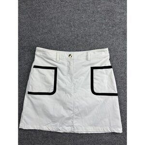 Brendratti Skort Womens IT 44 White Black Trim Mod Avia Pockets Made in Italy